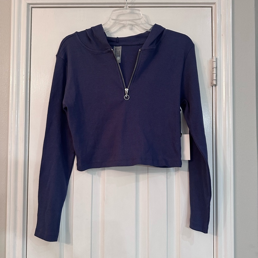 Navy Blue Women's Cropped Hoodie